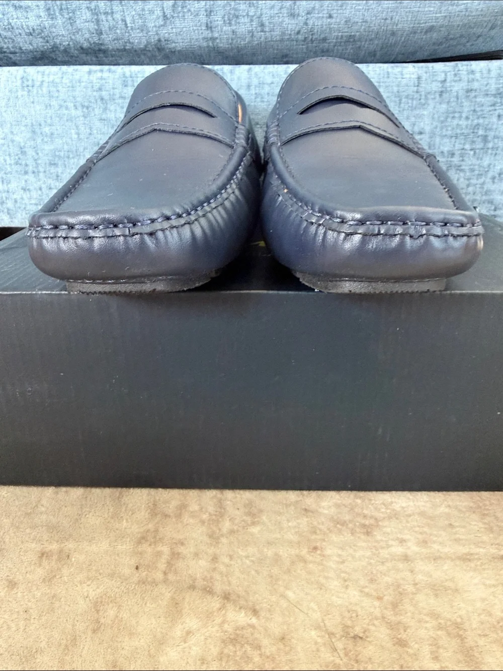 Jousen Milan Men's Navy Leather Penny Loafers